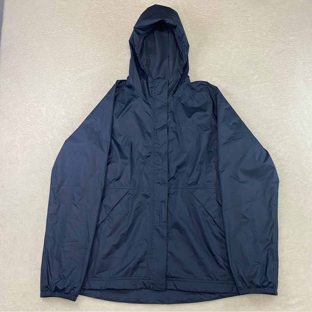 L.L. Bean Women’s Waterproof Rain Windbreaker Jacket Navy Blue 510328 Large